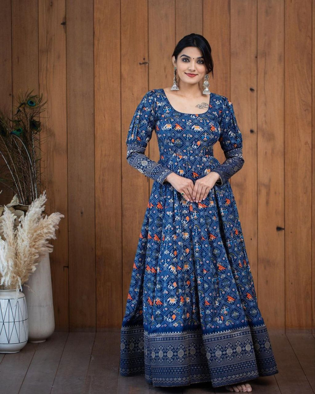 Stylish Fancy Trendy Printed Georgette Gown For Women For Party Wedding Festival Functions